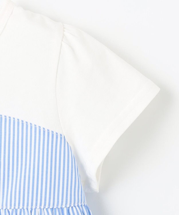 組曲 KIDS 【150-160cm】ビーチコーミングストライプ Tシャツ シーブルー系1