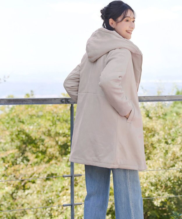 Tiaclasse スエードボンディグフード付きコート ピンク