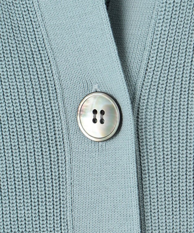 J.PRESS LADIES 【洗える】ORGANIC GASS COTTON キーネック カーディガン スカイブルー系