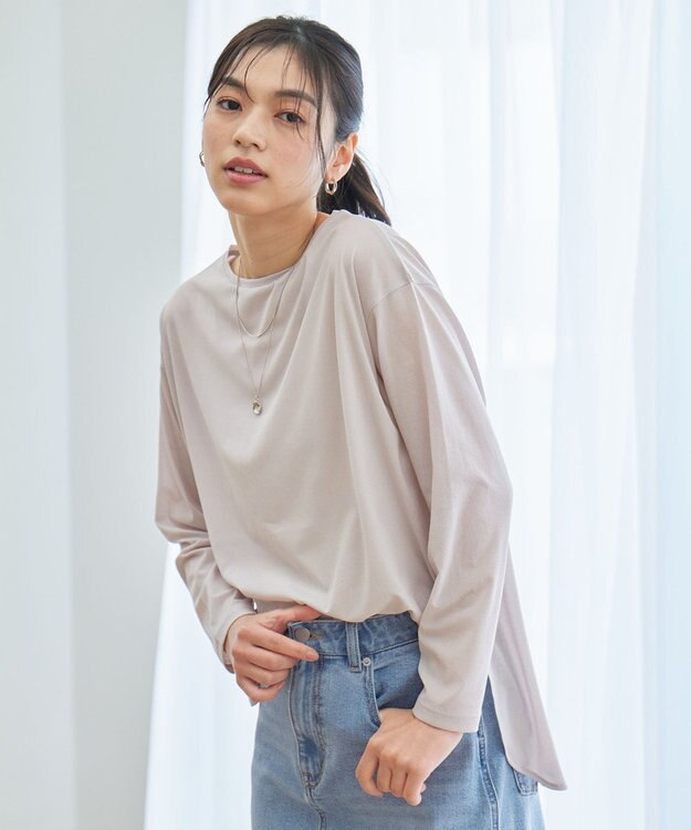 ANY シア―ラウンドネックTシャツ ライトグレー