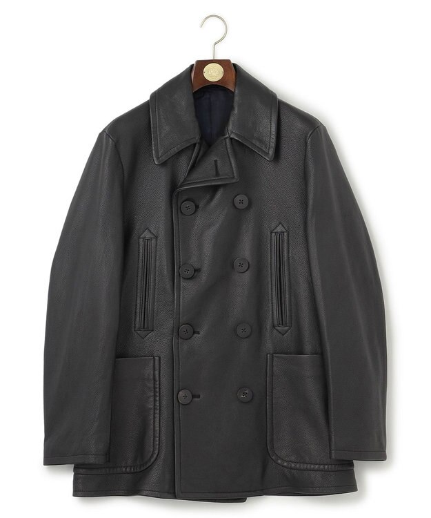 J.PRESS MEN ディアスキンレザーPコート ブラック系