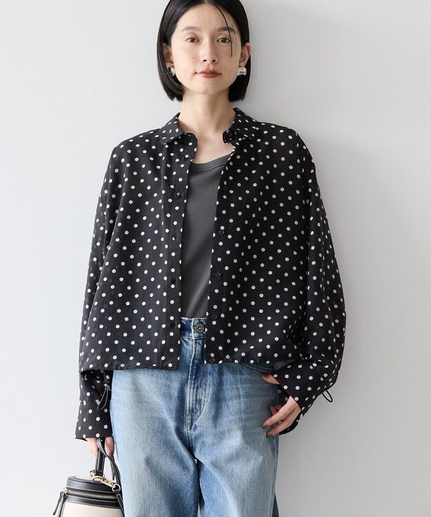 AMERICAN HOLIC ドットドロストシャツ Black