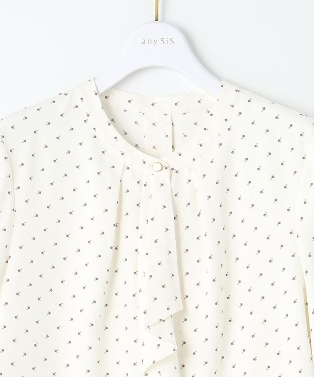 ANY SIS S 【洗える】ラッフルボウ ブラウス オフベース