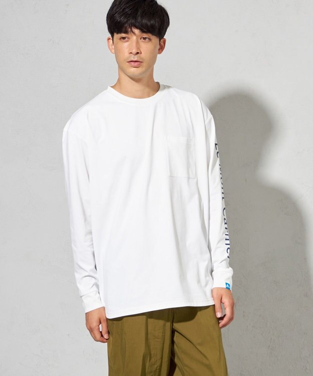 SHARE PARK MENS 【UNISEX】吸水速乾 ショルダーロゴロングスリーブTシャツ（L・XLサイズ） ホワイト