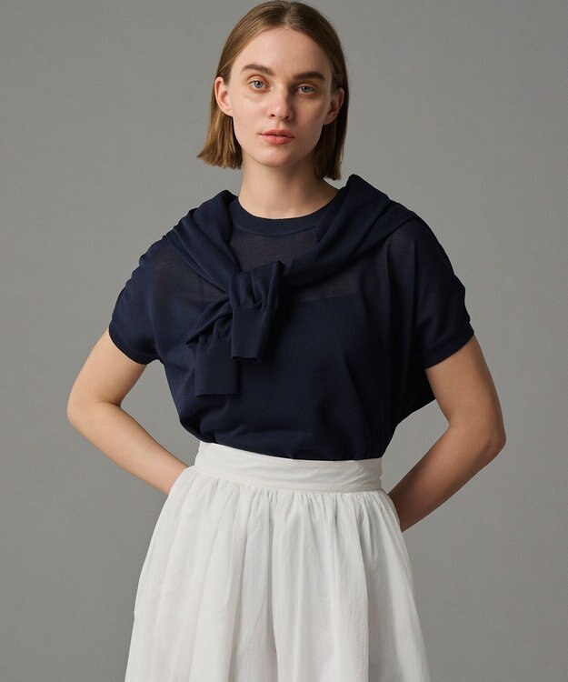 uncrave シアー ニットプルオーバー ネイビー