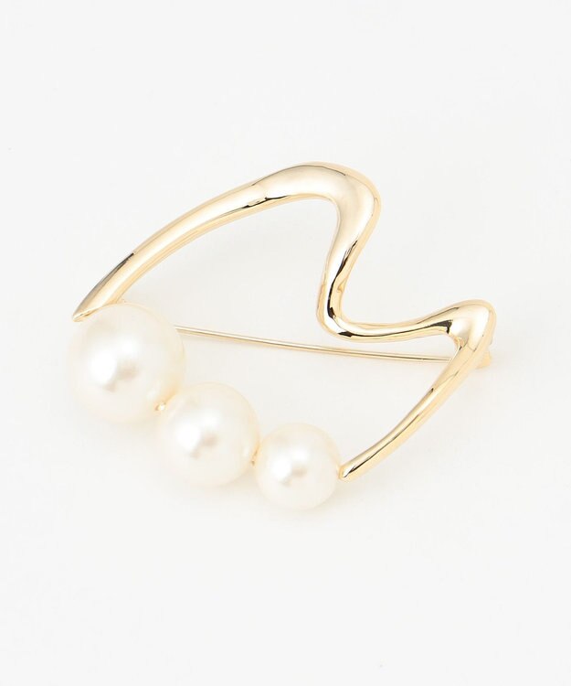 ICB パールラインブローチ ゴールド系