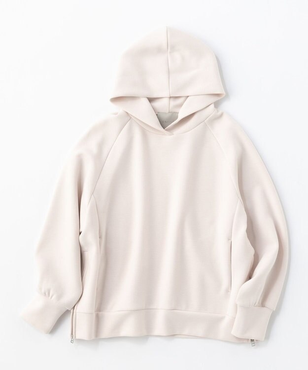 UNFILO L 【洗える】ダブルフェイス サイドZIPフーディ ピンク