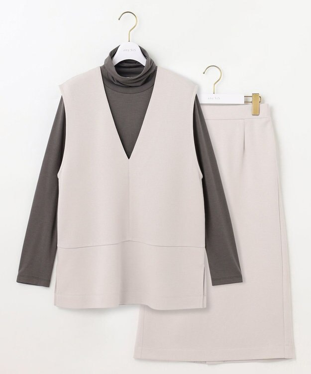 ANY SIS 【3点セット】スリーピース セットアップ ローズグレー×グレー