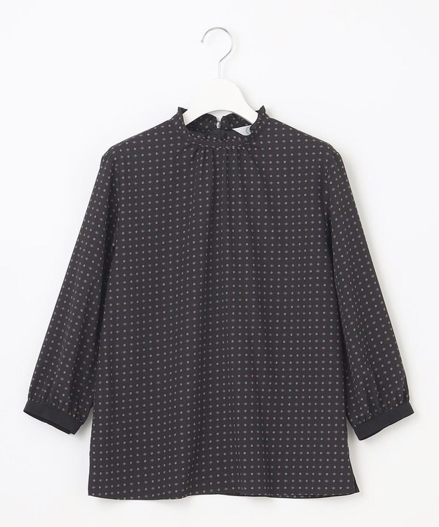 J.PRESS LADIES 【洗える】シュリンクデシン ジオメトリックプリント ブラウス ネイビー系5