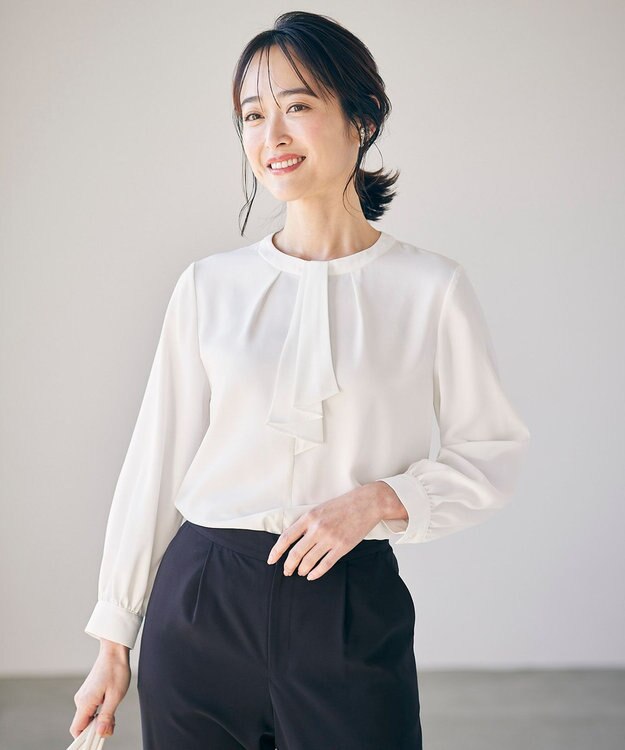 ANY SIS 【洗える】ボウタイ ブラウス オフ