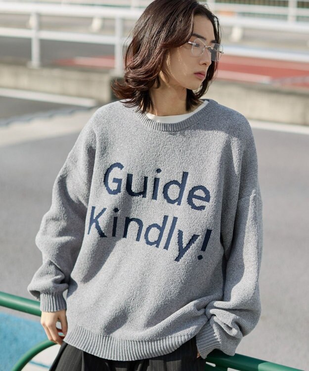 WEGO 【ユニセックス着用ITEM】ベロアモールグラフィックプルオーバー グレー