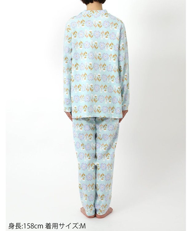 Wing パジャマ 長袖 長ズボン 綿混(本体) あったか レディース EP6014 ウイング／ワコール サックス