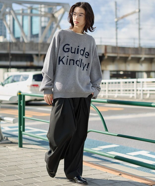 WEGO 【ユニセックス着用ITEM】ベロアモールグラフィックプルオーバー グレー