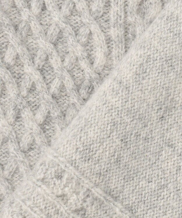 J.PRESS MEN 【KING SIZE】【Cash Lamb’s Wool】ハイネックケーブルカーディガンニット ライトグレー系
