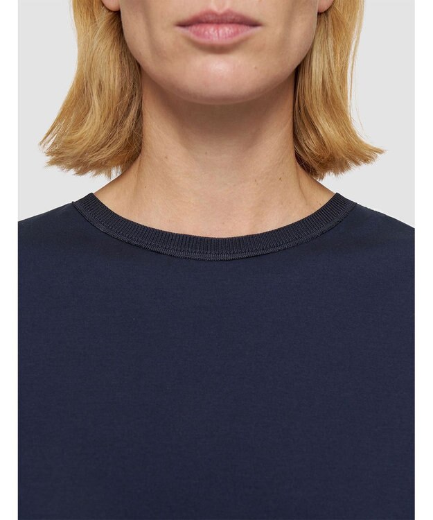 JOSEPH 【洗える】ポプリンジャージー　キャップスリーブティーシャツ Navy