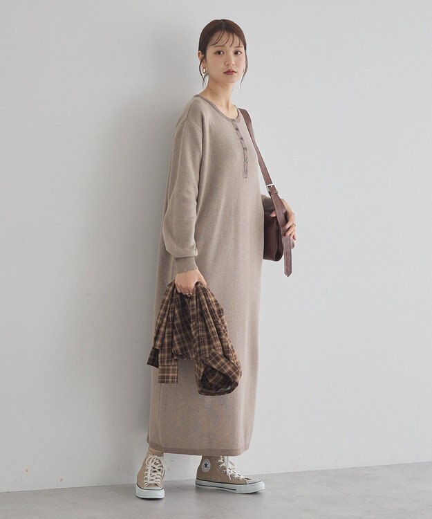 earth music&ecology ソウバリヘンリーニットワンピース Beige