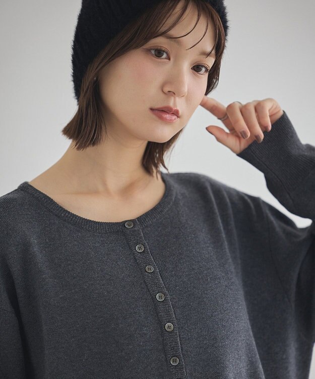 earth music&ecology ソウバリヘンリーニットワンピース Charcoal Gray