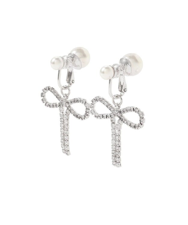 Maison de FLEUR ダイヤレーンリボンイヤリング Silver