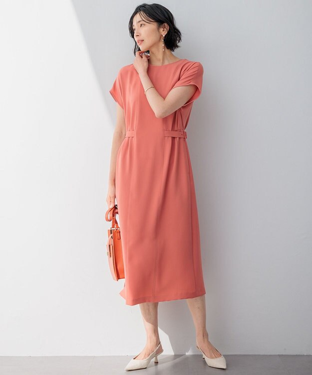 23区 S 【撥水加工/洗える】キューティクルストレッチツイル ワンピース テラコッタピンク系
