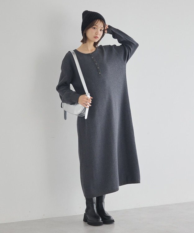 earth music&ecology ソウバリヘンリーニットワンピース Charcoal Gray