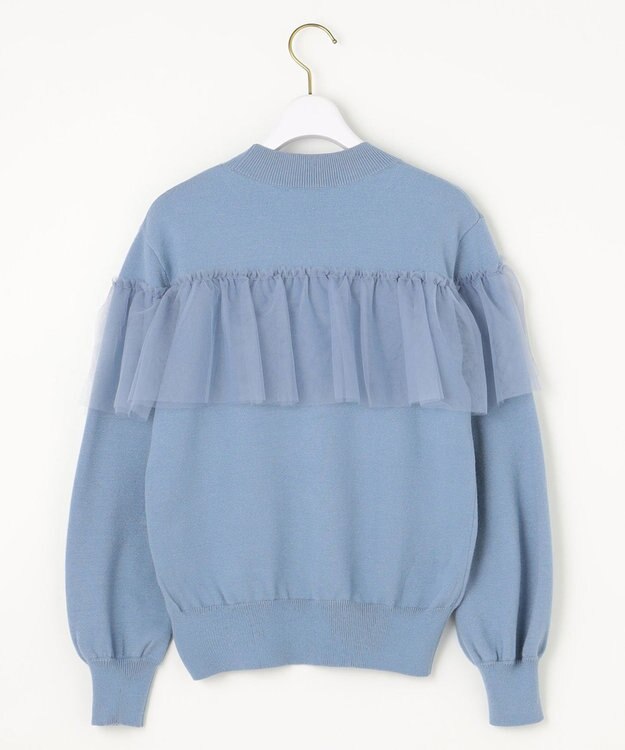 ANY SIS 【洗える】フリルチュールコンビ ニット ライトブルー