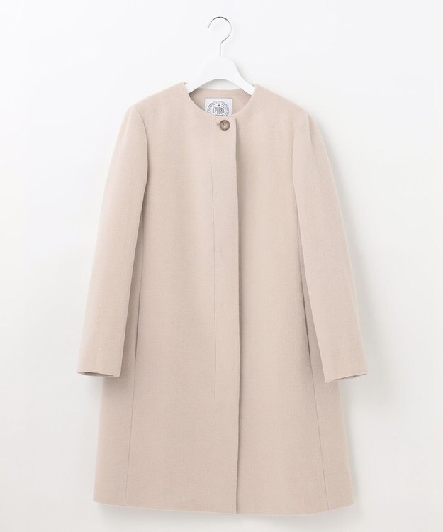 J.PRESS LADIES L アンゴラビーバー ノーカラーコート ベージュ系