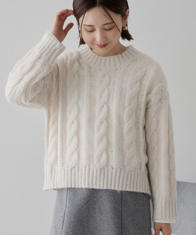 AMERICAN HOLIC 透かしケーブルニットプルオーバー Ecru