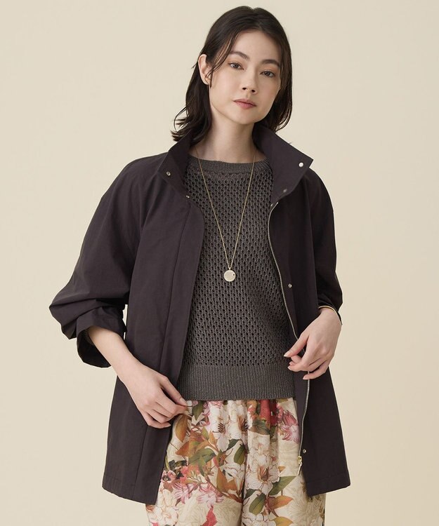 自由区 コットンリネンウェザーライト コート ブラウン