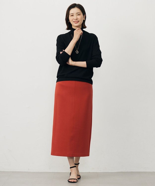 J.PRESS LADIES S ダンボールジャージー ナロー スカート オレンジ系