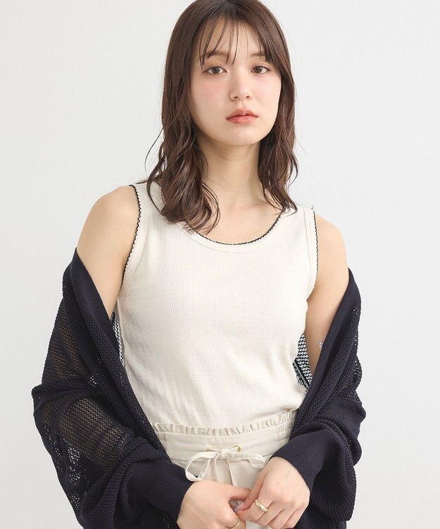 earth music&ecology ピコトリミングタンクトップ Ivory