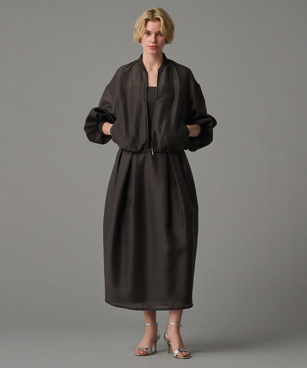 uncrave 【手洗い可】シャイニー シアー ブルゾン チャコールブラウン