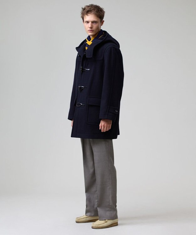 J.PRESS MEN 【J.PRESS ORIGINALS】【UNISEX】Wool Light Melton Short Duffle Coat / Baggy-Fit ネイビー系