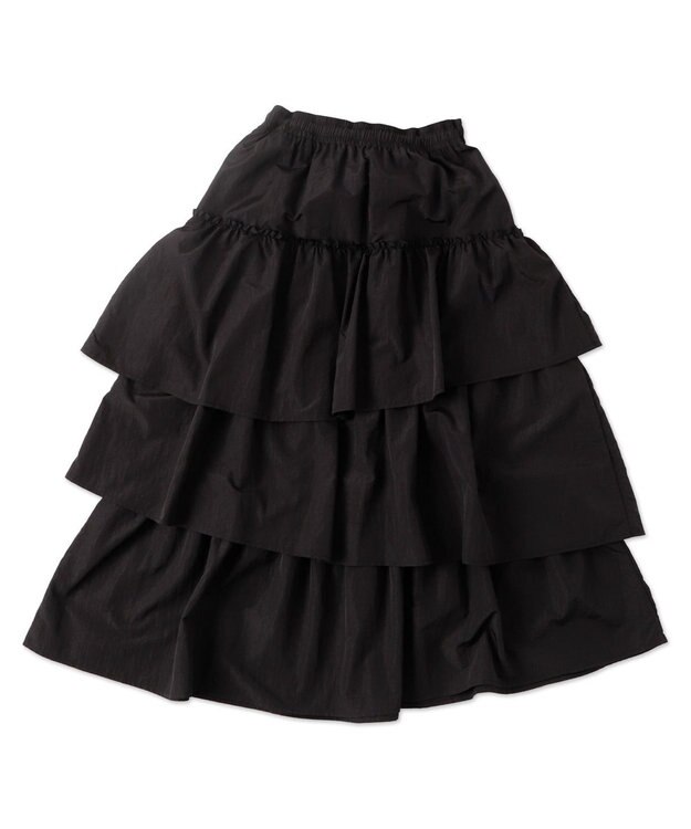 WEGO ナイロンティアードロングスカート ブラック