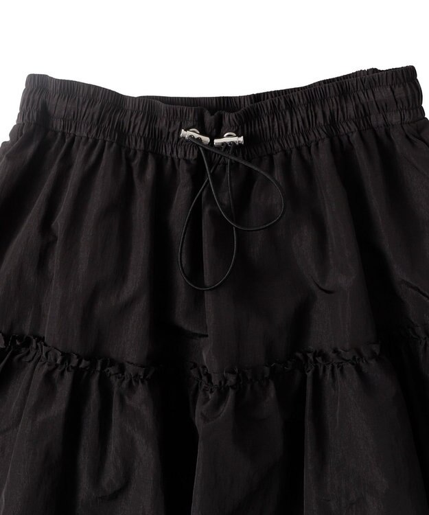 WEGO ナイロンティアードロングスカート ブラック