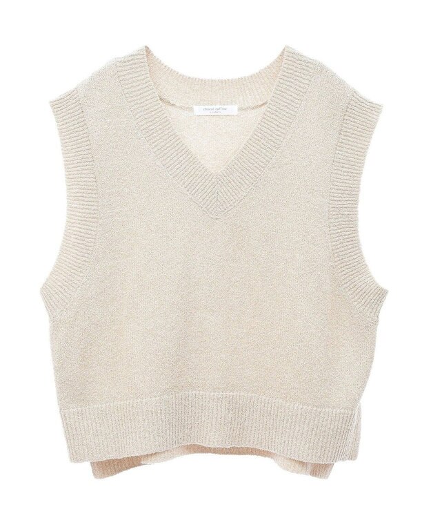 Green Parks ショートラメニットベスト Beige