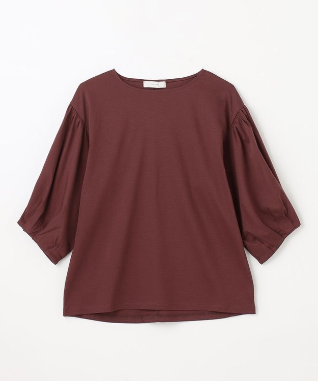 ANY シルケットスムースパフスリーブトップス ボルドー