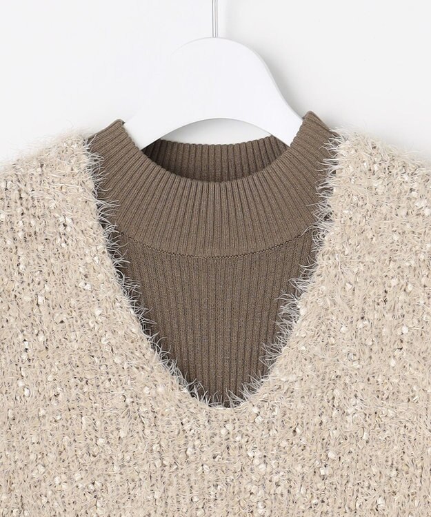 Feroux ジレ付きニット ワンピース ベージュ系