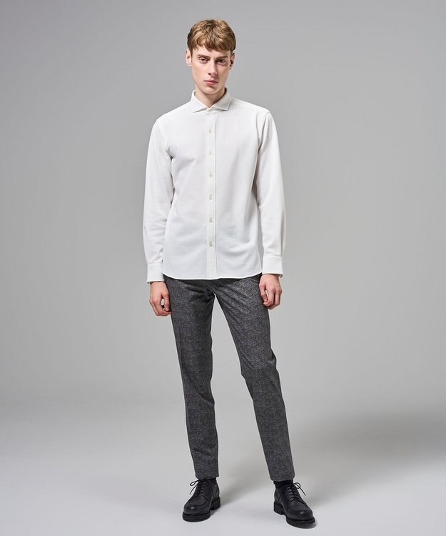 JOSEPH HOMME 【新素材】グリットタックジャージー　ホリゾンタルカラーシャツ ホワイト系