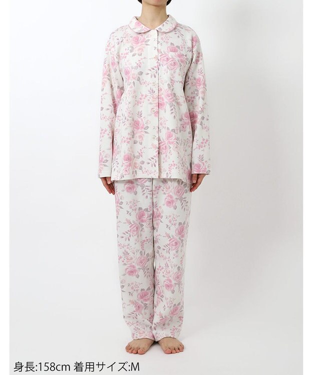 Wing パジャマ 長袖 長ズボン 綿混(本体) あったか レディース EP6016 ウイング／ワコール ピンク