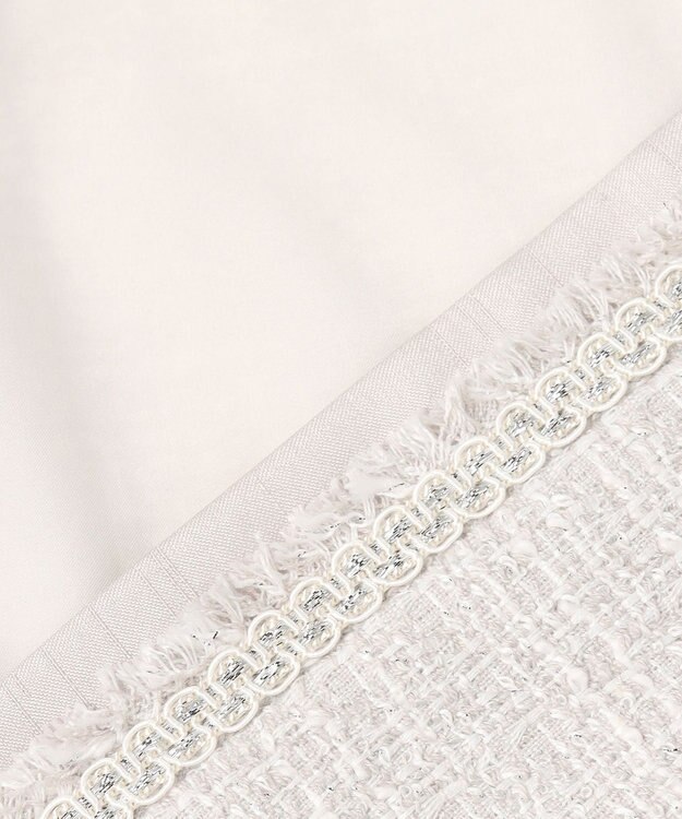 23区 L 【セットアップ対応】ライトシャインツイード ノーカラージャケット ライトグレー系