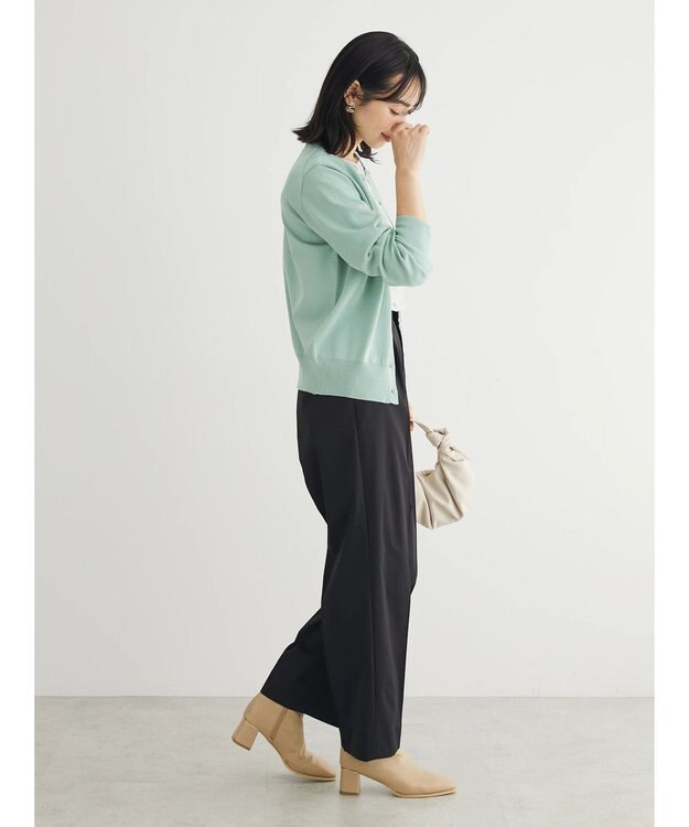 Green Parks 洗える　クルーネックカーディガン Light Gray