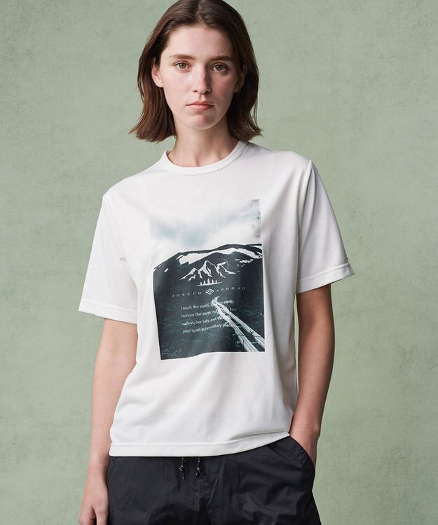 JOSEPH ABBOUD MOUNTAIN 【吸水速乾/消臭性】デオドライ天竺 フォトプリント Ｔシャツ ホワイト系6