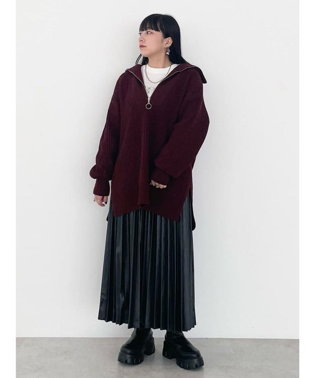 Green Parks Ｚｉｐ付きアゼニットチュニック Brown