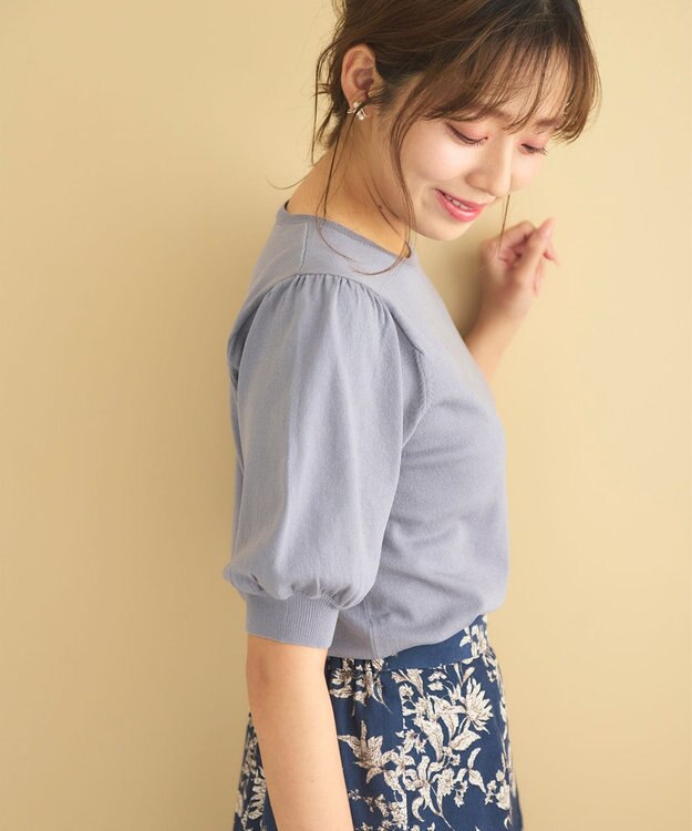 Feroux 【接触冷感・UVカット・洗える】クルーネックハーフスリーブ プルオーバー スカイブルー系