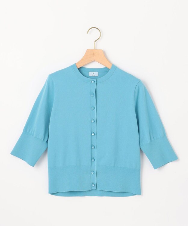 組曲 【洗える・6色展開】CANDYボタン 半袖カーディガン ターコイズブルー系