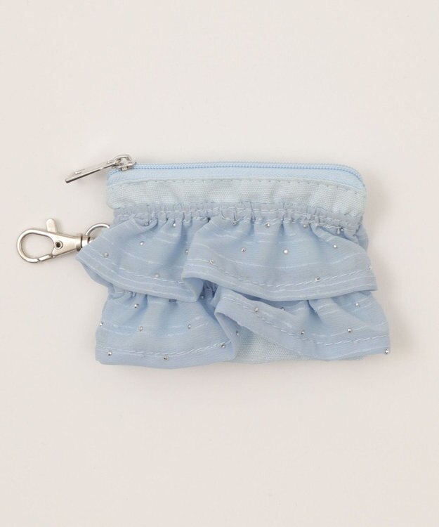 WEGO ミニキラキラフリルポーチ サックス