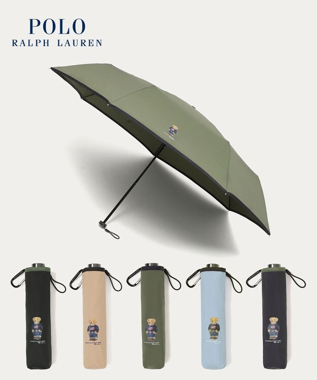 MOONBAT 【WEB限定】POLO RALPH LAUREN(ポロ ラルフローレン)FLAG BEAR 雨傘 折りたたみ傘 ユニセックス オリーブグリーン