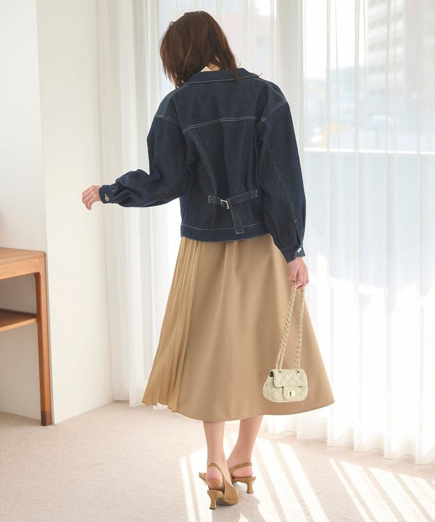 Feroux 【洗える】プリーツコンビ スカート ベージュ系