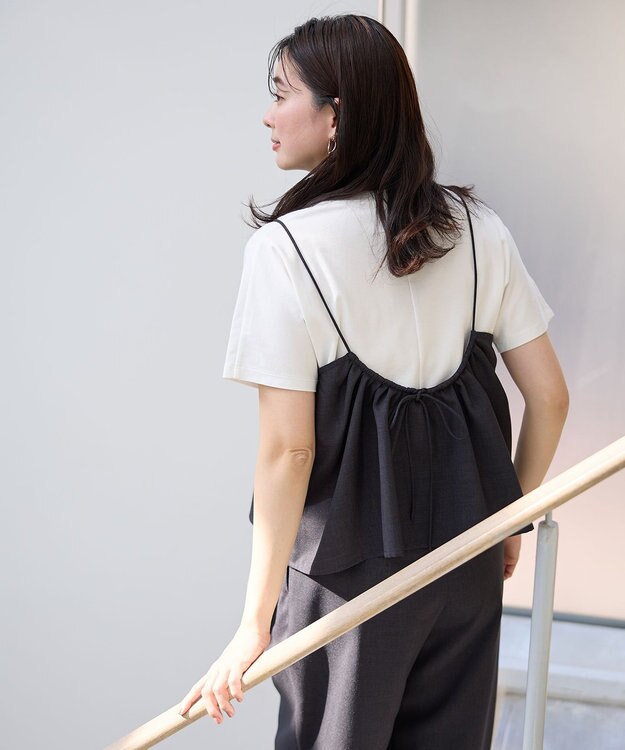 ANY 【2SET/洗濯機可】テックリネンキャミソール×パンツセットアップ チャコール