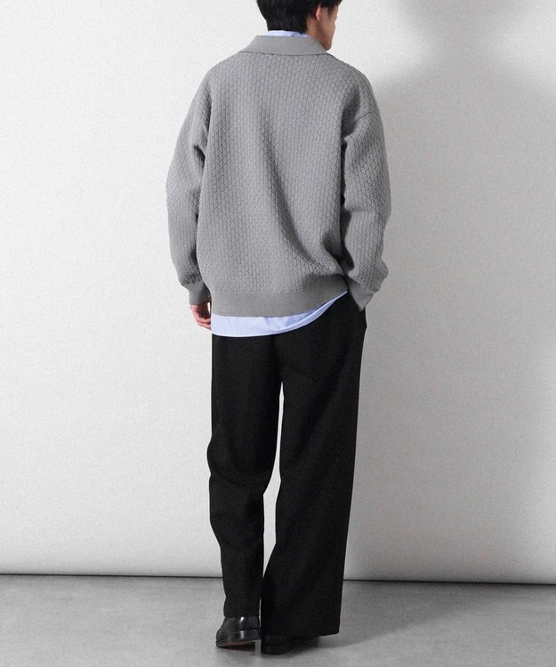 CRAFT STANDARD BOUTIQUE 柄編みニットシャツカーディガン Charcoal Gray